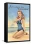 Beachcomber, Girl in Black One-Piece-null-Framed Stretched Canvas