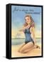 Beachcomber, Girl in Black One-Piece-null-Framed Stretched Canvas