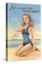 Beachcomber, Girl in Black One-Piece-null-Stretched Canvas