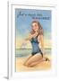 Beachcomber, Girl in Black One-Piece-null-Framed Art Print