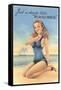 Beachcomber, Girl in Black One-Piece-null-Framed Stretched Canvas