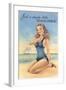 Beachcomber, Girl in Black One-Piece-null-Framed Art Print