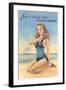 Beachcomber, Girl in Black One-Piece-null-Framed Art Print