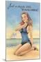 Beachcomber, Girl in Black One-Piece-null-Mounted Art Print
