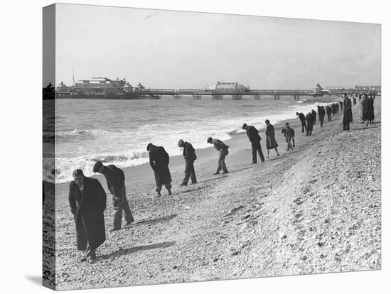 Beachcombers Searching Brighton Beach for Treasure-null-Stretched Canvas