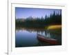 Beached Red Canoe, Sparks Lake, Central Oregon Cascades-Janis Miglavs-Framed Photographic Print