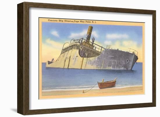 Beached Ship off Cape May Point, New Jersey-null-Framed Art Print