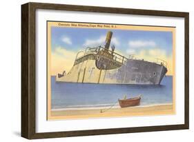 Beached Ship off Cape May Point, New Jersey-null-Framed Art Print