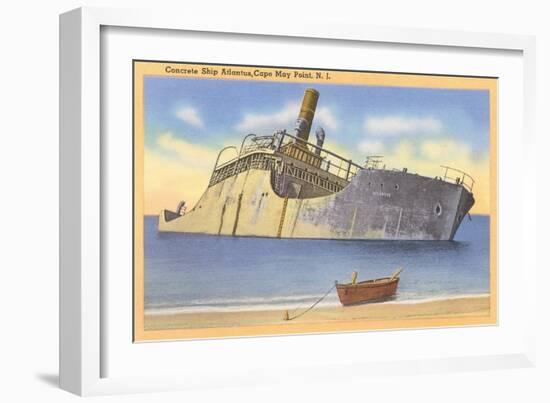 Beached Ship off Cape May Point, New Jersey-null-Framed Art Print