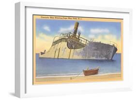 Beached Ship off Cape May Point, New Jersey-null-Framed Art Print