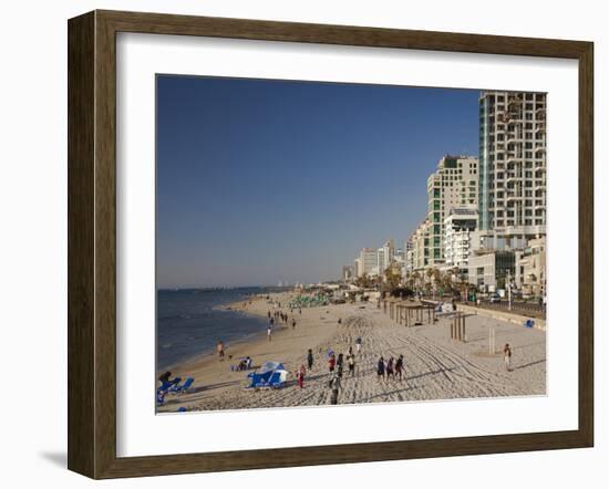 Beachfront Hotels in Late Afternoon, Tel Aviv, Israel-Walter Bibikow-Framed Photographic Print