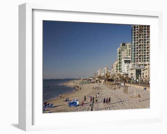 Beachfront Hotels in Late Afternoon, Tel Aviv, Israel-Walter Bibikow-Framed Photographic Print