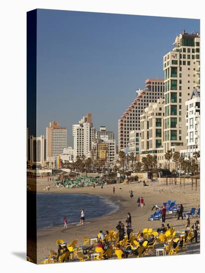 Beachfront Hotels in Late Afternoon, Tel Aviv, Israel-Walter Bibikow-Stretched Canvas