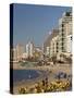 Beachfront Hotels in Late Afternoon, Tel Aviv, Israel-Walter Bibikow-Stretched Canvas