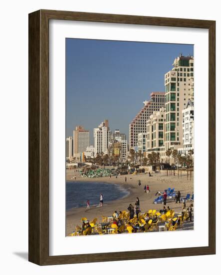 Beachfront Hotels in Late Afternoon, Tel Aviv, Israel-Walter Bibikow-Framed Photographic Print