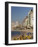 Beachfront Hotels in Late Afternoon, Tel Aviv, Israel-Walter Bibikow-Framed Photographic Print