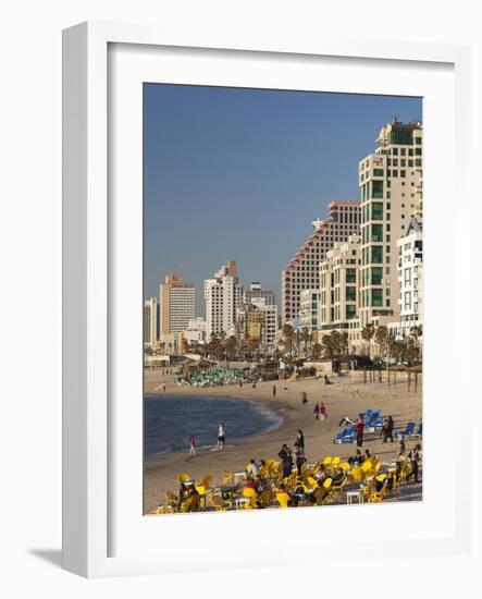 Beachfront Hotels in Late Afternoon, Tel Aviv, Israel-Walter Bibikow-Framed Photographic Print