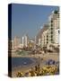 Beachfront Hotels in Late Afternoon, Tel Aviv, Israel-Walter Bibikow-Stretched Canvas