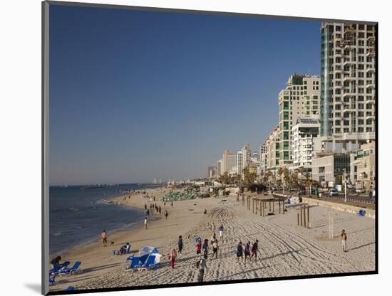 Beachfront Hotels in Late Afternoon, Tel Aviv, Israel-Walter Bibikow-Mounted Photographic Print