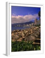 Beachfront on Playa Icacos, Acapulco, Mexico-Walter Bibikow-Framed Premium Photographic Print