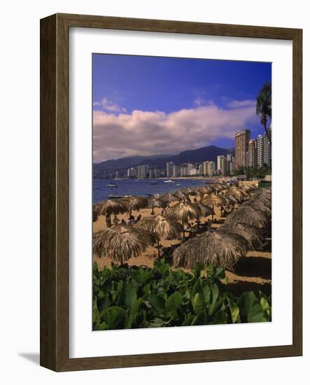 Beachfront on Playa Icacos, Acapulco, Mexico-Walter Bibikow-Framed Photographic Print