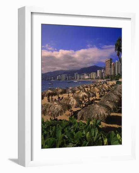 Beachfront on Playa Icacos, Acapulco, Mexico-Walter Bibikow-Framed Photographic Print