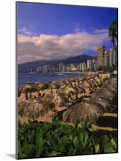 Beachfront on Playa Icacos, Acapulco, Mexico-Walter Bibikow-Mounted Photographic Print