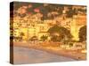 Beachfront View at Dawn, Alassio, Riviera di Ponente, Liguria, Italy-Walter Bibikow-Stretched Canvas