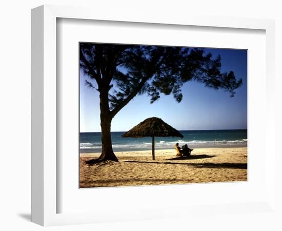 Beachgoers Relaxing at Veradero Beach in Cuba-Eliot Elisofon-Framed Photographic Print