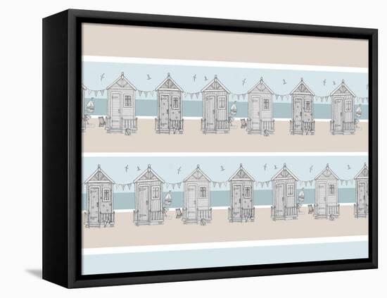 Beachhuts (Variant 1)-Peter Adderley-Framed Stretched Canvas