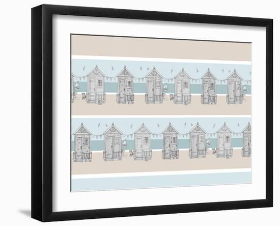 Beachhuts (Variant 1)-Peter Adderley-Framed Art Print