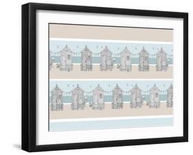 Beachhuts (Variant 1)-Peter Adderley-Framed Art Print