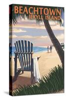Beachtown - Jekyll Island, Georgia - Adirondack Chair on the Beach-Lantern Press-Stretched Canvas