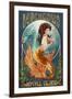 Beachtown - Jekyll Island, Georgia - Mermaid-Lantern Press-Framed Art Print