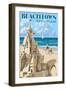 Beachtown - Jekyll Island, Georgia - Sandcastle-Lantern Press-Framed Art Print