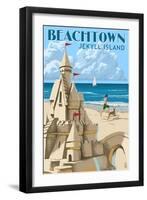 Beachtown - Jekyll Island, Georgia - Sandcastle-Lantern Press-Framed Art Print