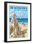 Beachtown - Jekyll Island, Georgia - Sandcastle-Lantern Press-Framed Art Print