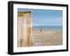 Beachy Head and the Beachy Head lighthouse, near Eastbourne, South Downs National Park, East Sussex-Barry Davis-Framed Photographic Print