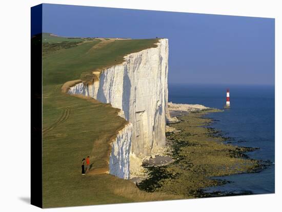 Beachy Head Lighthouse and Chalk Cliffs, Eastbourne, East Sussex, England, United Kingdom, Europe-Stuart Black-Stretched Canvas