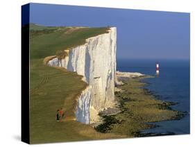 Beachy Head Lighthouse and Chalk Cliffs, Eastbourne, East Sussex, England, United Kingdom, Europe-Stuart Black-Stretched Canvas