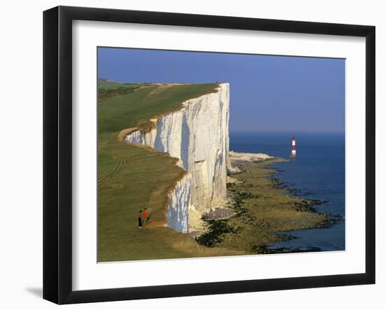 Beachy Head Lighthouse and Chalk Cliffs, Eastbourne, East Sussex, England, United Kingdom, Europe-Stuart Black-Framed Photographic Print