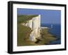 Beachy Head Lighthouse and Chalk Cliffs, Eastbourne, East Sussex, England, United Kingdom, Europe-Stuart Black-Framed Photographic Print