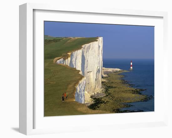 Beachy Head Lighthouse and Chalk Cliffs, Eastbourne, East Sussex, England, United Kingdom, Europe-Stuart Black-Framed Photographic Print