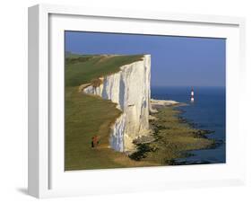 Beachy Head Lighthouse and Chalk Cliffs, Eastbourne, East Sussex, England, United Kingdom, Europe-Stuart Black-Framed Photographic Print