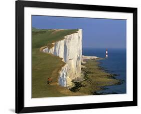 Beachy Head Lighthouse and Chalk Cliffs, Eastbourne, East Sussex, England, United Kingdom, Europe-Stuart Black-Framed Photographic Print