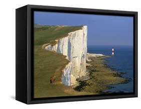 Beachy Head Lighthouse and Chalk Cliffs, Eastbourne, East Sussex, England, United Kingdom, Europe-Stuart Black-Framed Stretched Canvas