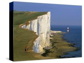 Beachy Head Lighthouse and Chalk Cliffs, Eastbourne, East Sussex, England, United Kingdom, Europe-Stuart Black-Stretched Canvas