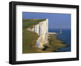 Beachy Head Lighthouse and Chalk Cliffs, Eastbourne, East Sussex, England, United Kingdom, Europe-Stuart Black-Framed Photographic Print