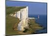 Beachy Head Lighthouse and Chalk Cliffs, Eastbourne, East Sussex, England, United Kingdom, Europe-Stuart Black-Mounted Photographic Print