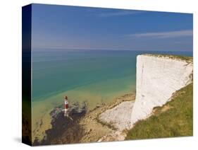 Beachy Head Lighthouse, White Chalk Cliffs and English Channel, East Sussex, England, Uk-Neale Clarke-Stretched Canvas